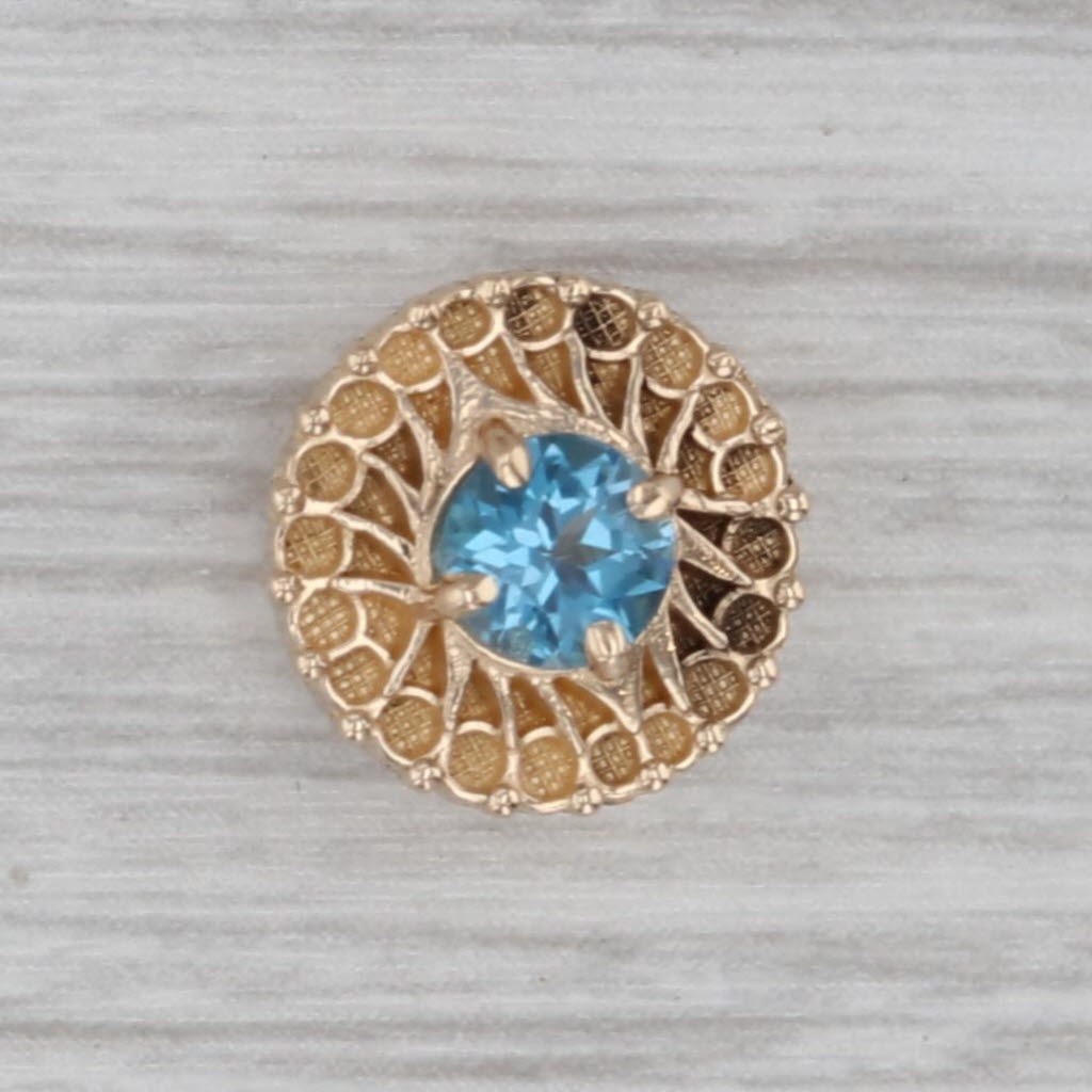 Gray 0.45ct Blue Topaz Solitaire Slide Bracelet Charm 14k Yellow Gold Richard Glatter