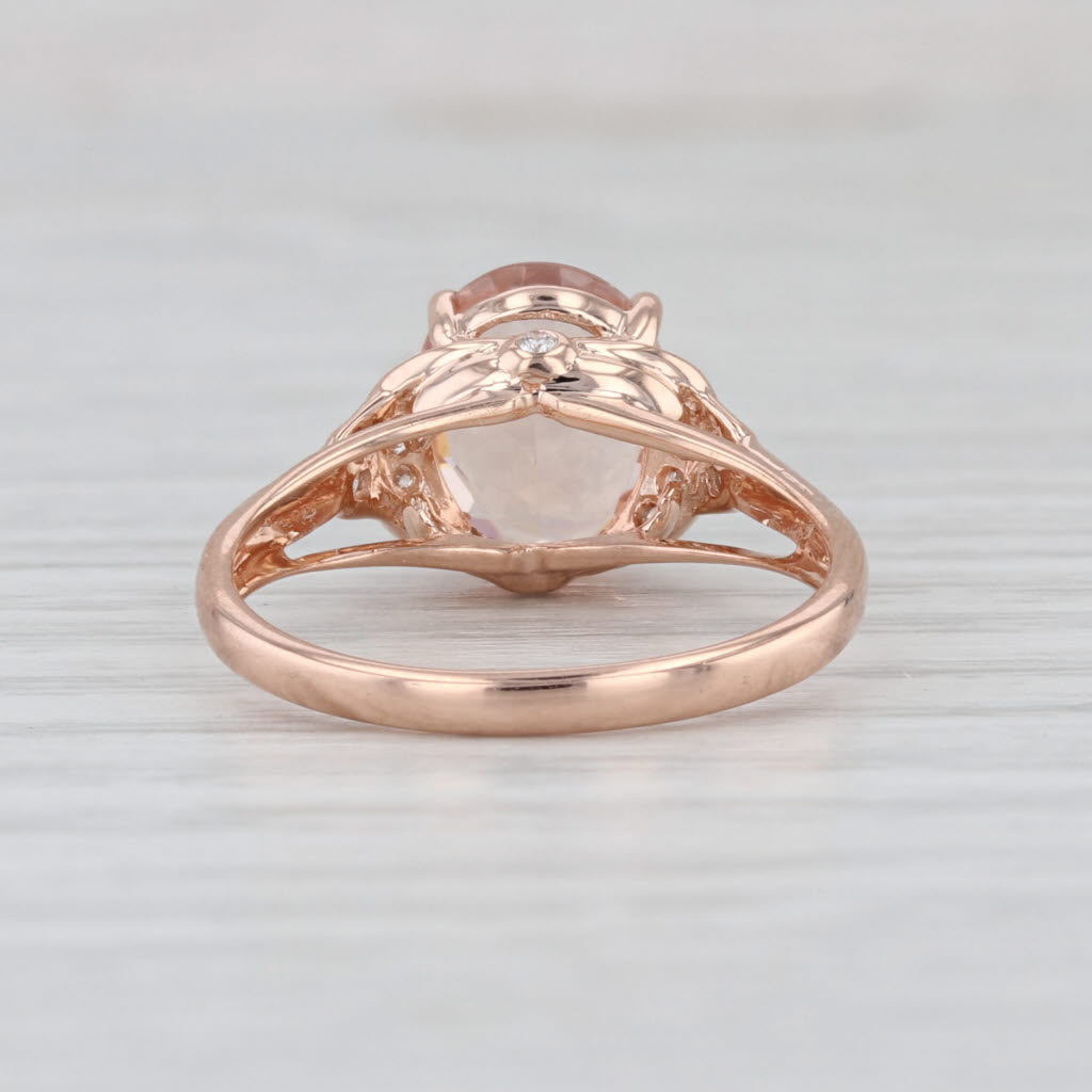 2.57ctw Morganite Diamond Ring 10k Rose Gold Size 7.25 Engagement