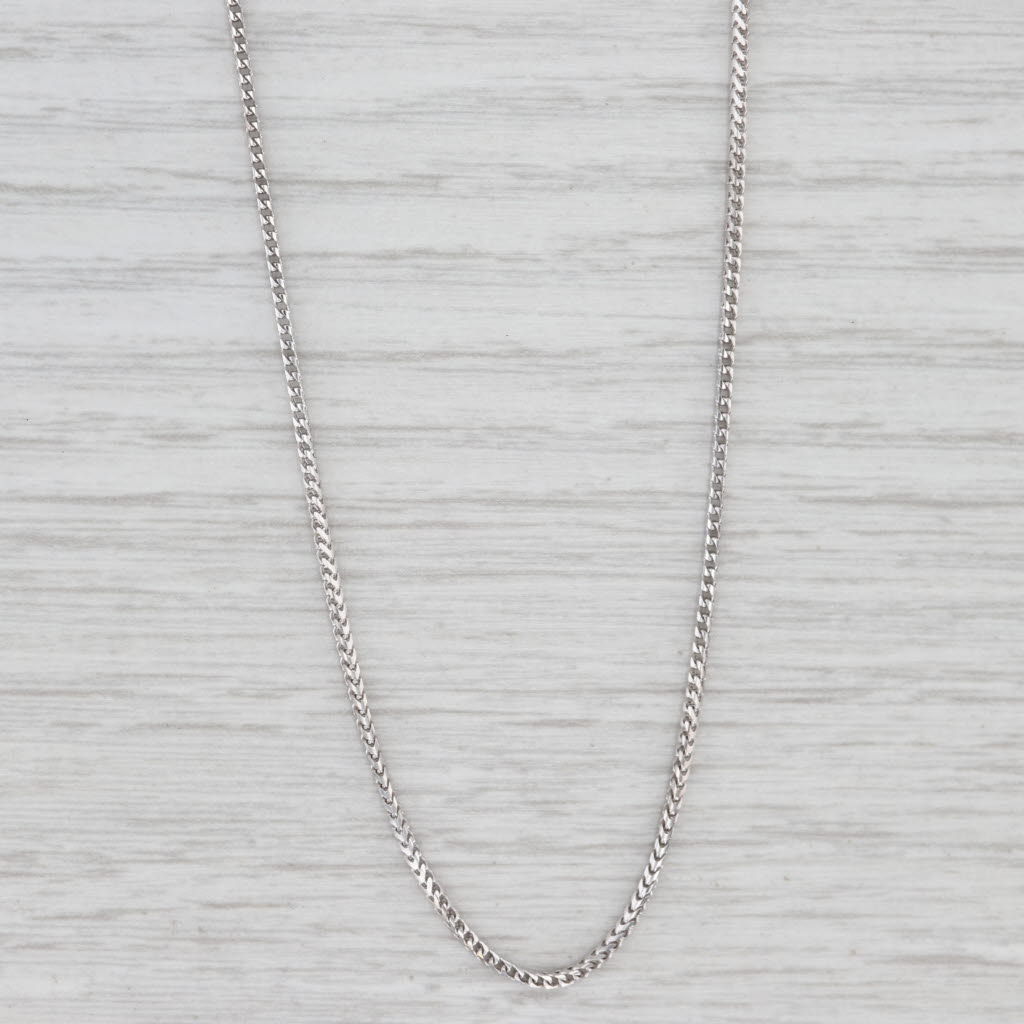 Light Gray Wheat Chain Necklace 18k White Gold 16" 1.2mm