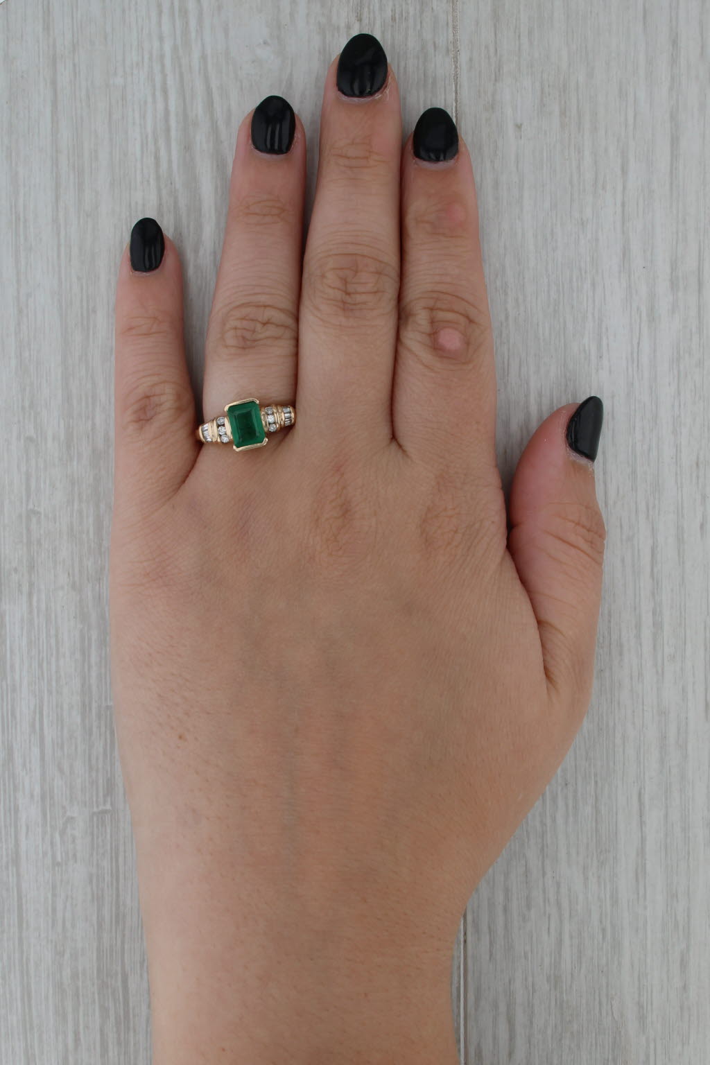 1.57ctw Emerald Diamond Ring 14k Yellow Gold Size 6.75 Engagement