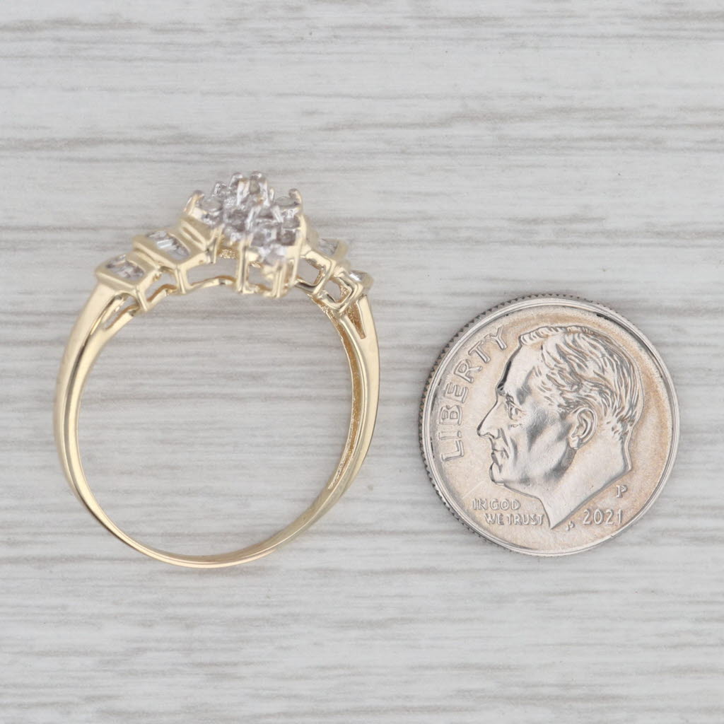 Gray 0.16ctw Diamond Cluster Ring 10k Yellow Gold Size 10 Engagement