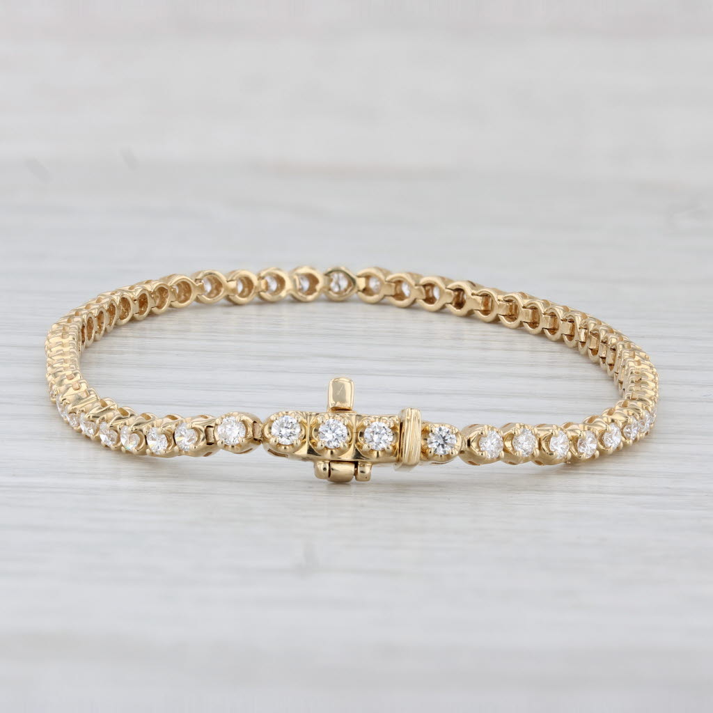 Light Gray New 1.82ctw Round Diamond Tennis Bracelet 14k Yellow Gold 6.75" 3mm