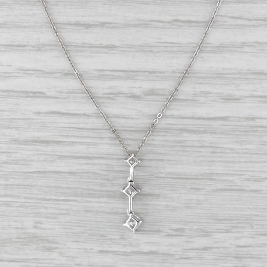 0.43ctw Diamond 3-Stone Journey Pendant Necklace 14k White Gold 16.75"