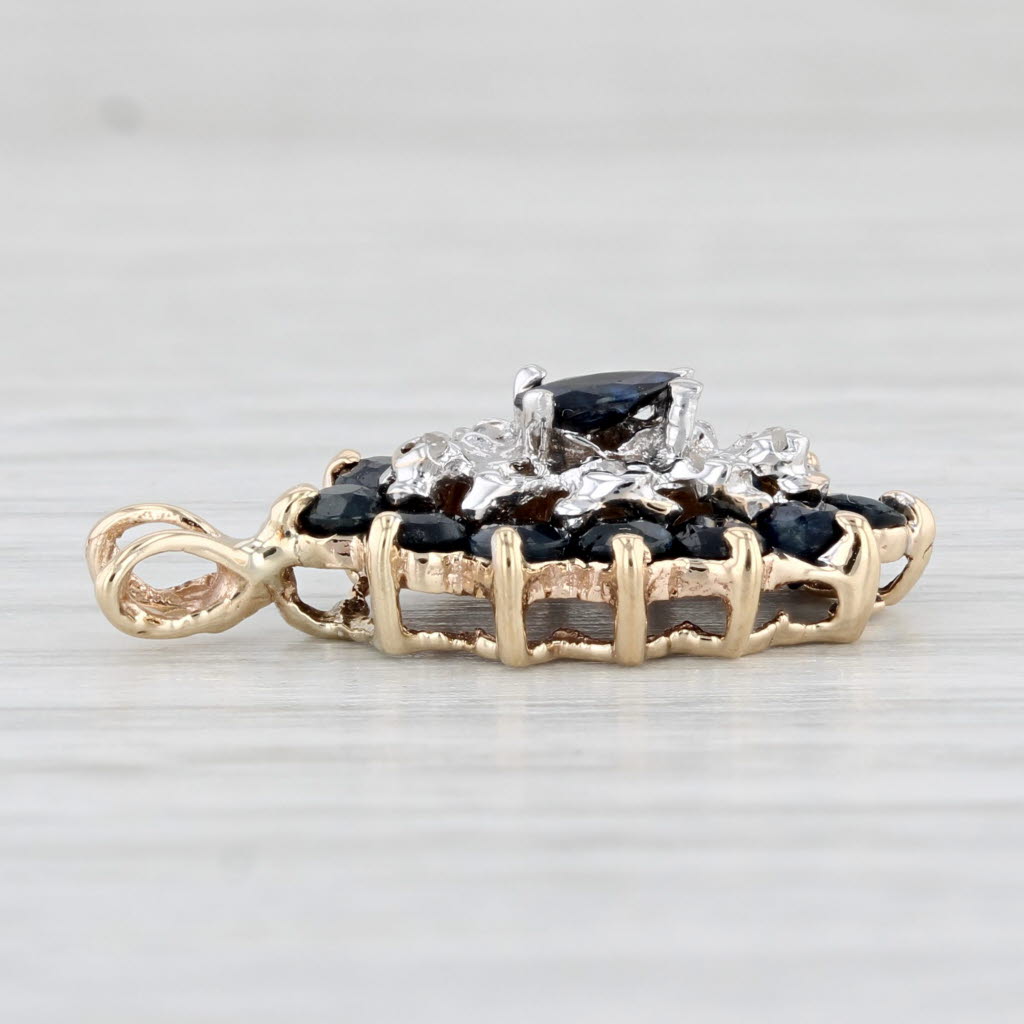 Light Gray 1.72ctw Diamond Blue Sapphire Pendant 14k Yellow Gold