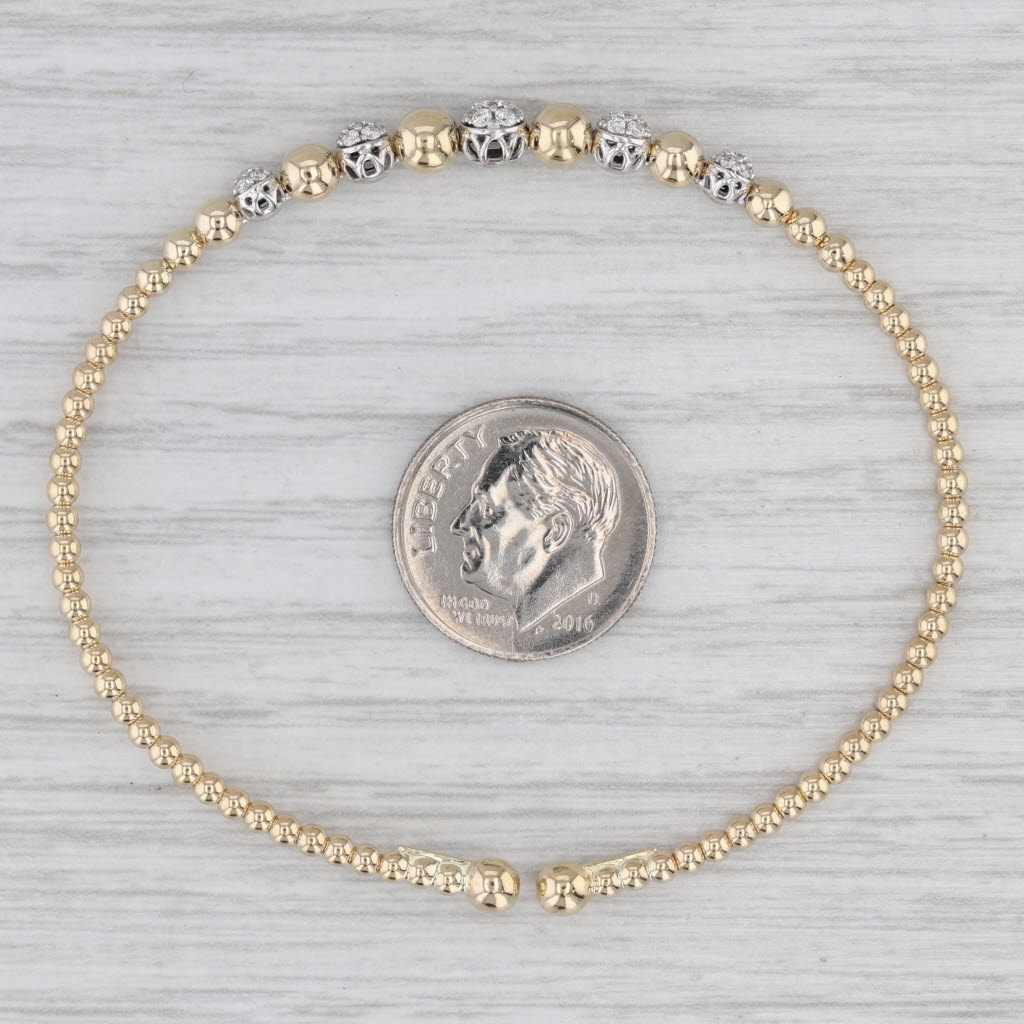 Gabriel & Co 0.37ctw Diamond Beads Cuff Bracelet 14k Yellow Gold 6.5" Flexible
