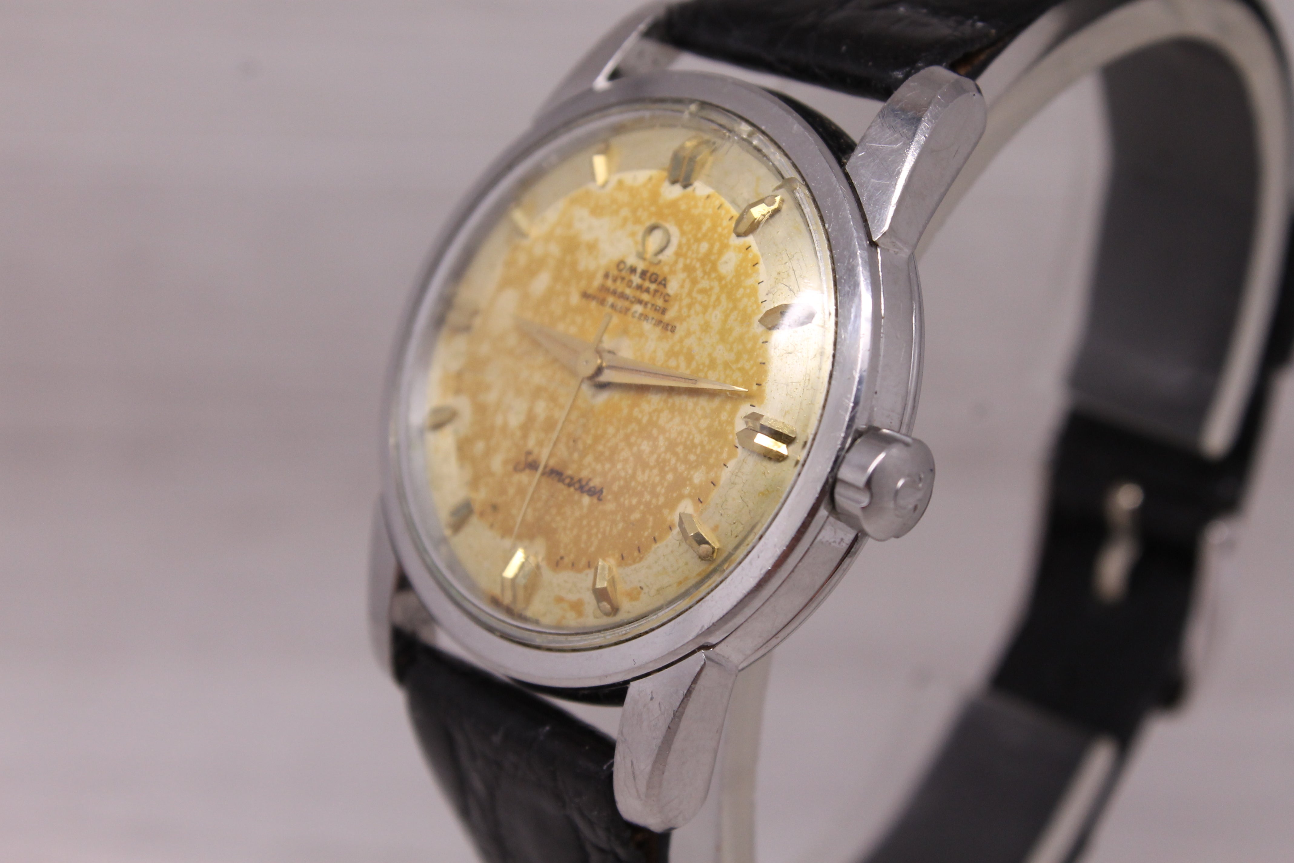 Vintage 1954 Omega Seamaster Chronometer Bumper Watch Original Box Papers Set
