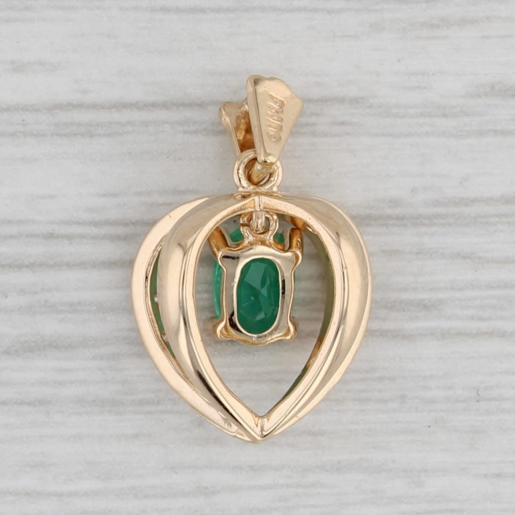 Gray 0.58ct Emerald Diamond Pendant 14k Yellow Gold Cage Drop