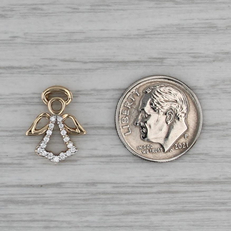Cubic Zirconia Guardian Angel Pendant 10k Yellow Gold Small Drop