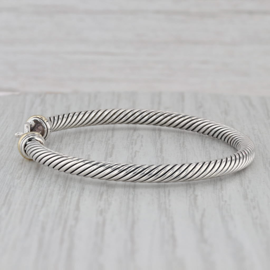 Gray David Yurman Cable Buckle Bangle Bracelet Sterling Silver 6" 4mm