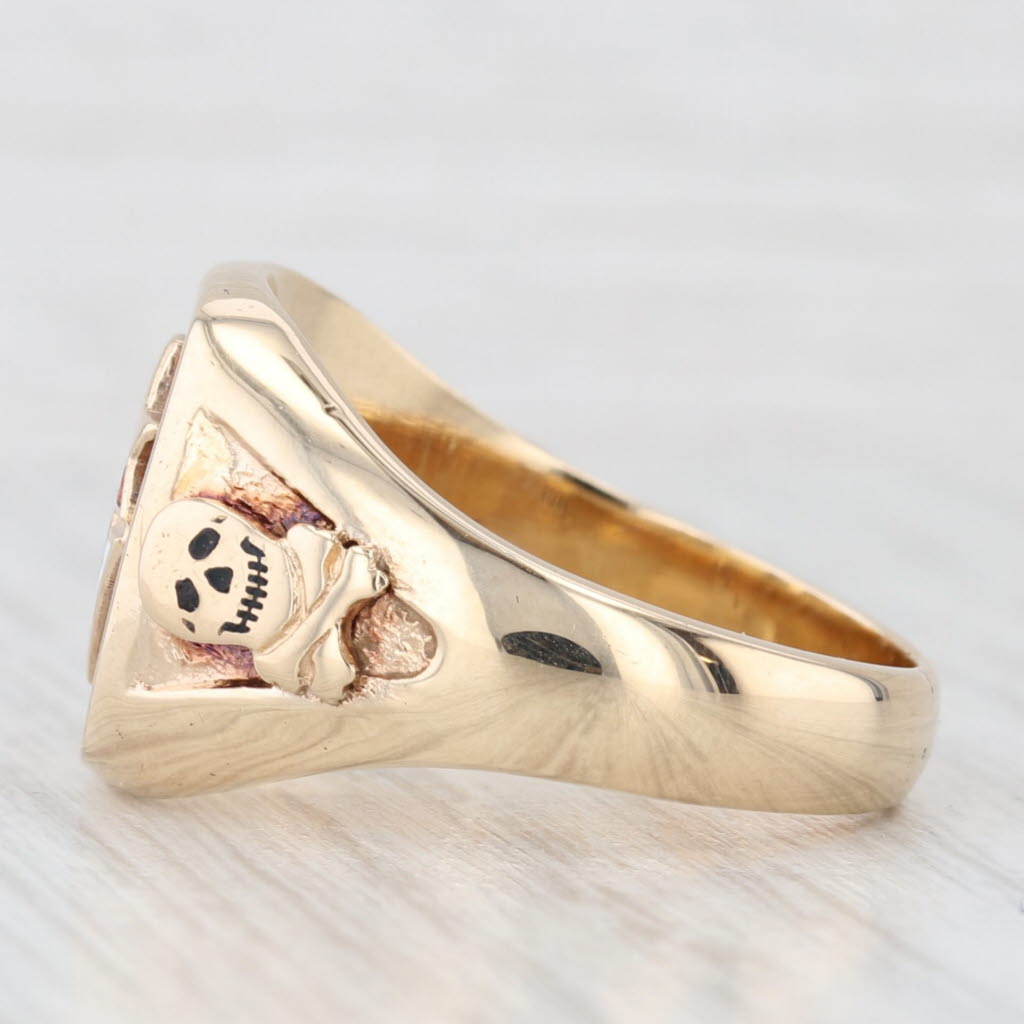 Light Gray Knights of Columbus Signet Ring 10k Yellow Gold Size 10.75 Cross Skull K of C
