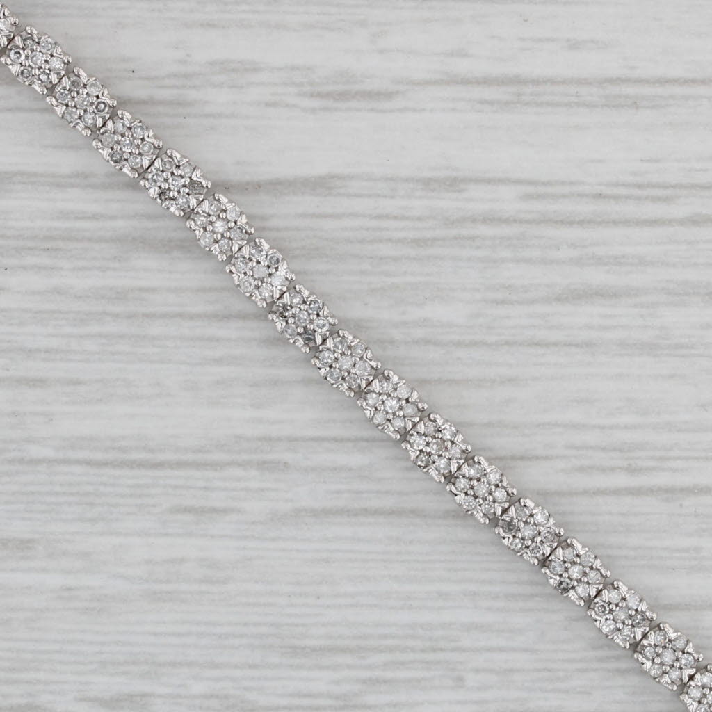 Gray 0.35ctw Diamond Tennis Bracelet 10k White Gold 7" 3mm