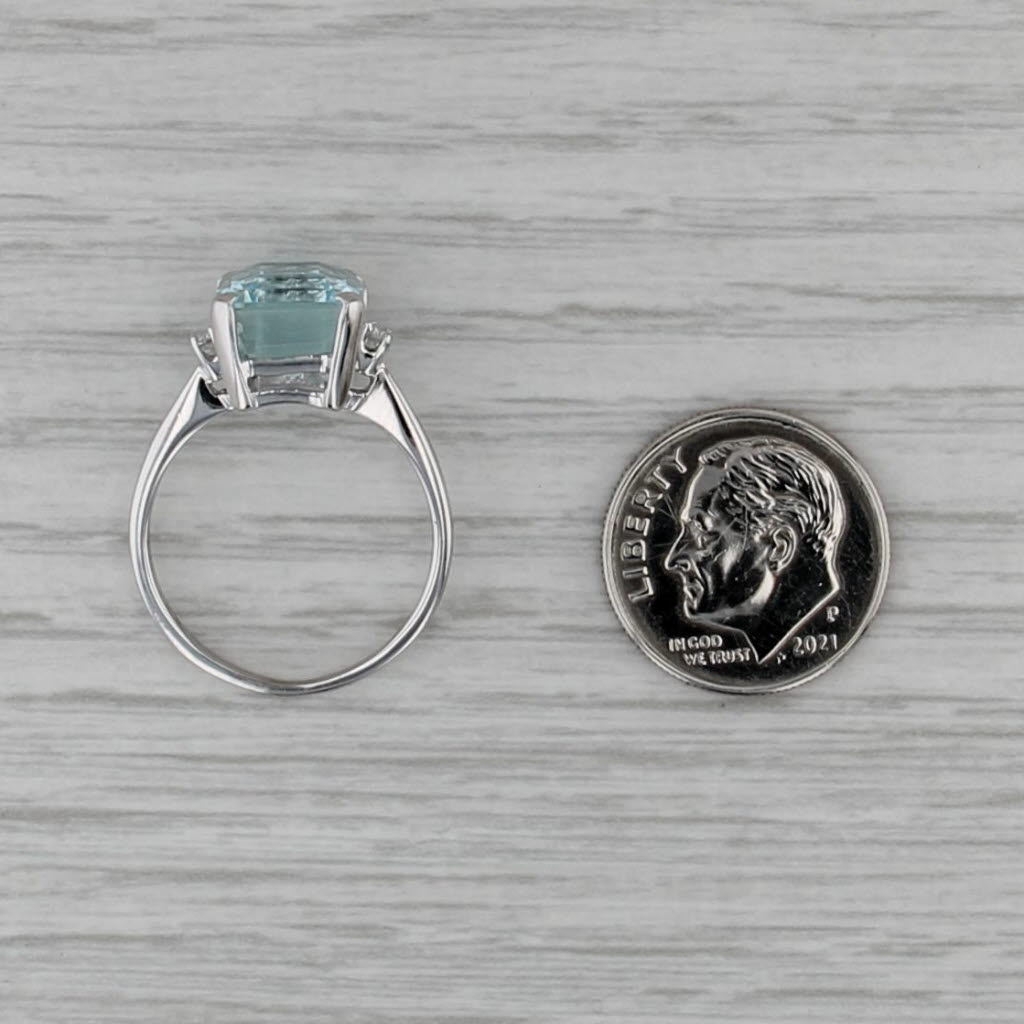 Vintage 4.43ctw Aquamarine Diamond Ring 14k White Gold Size 7.25