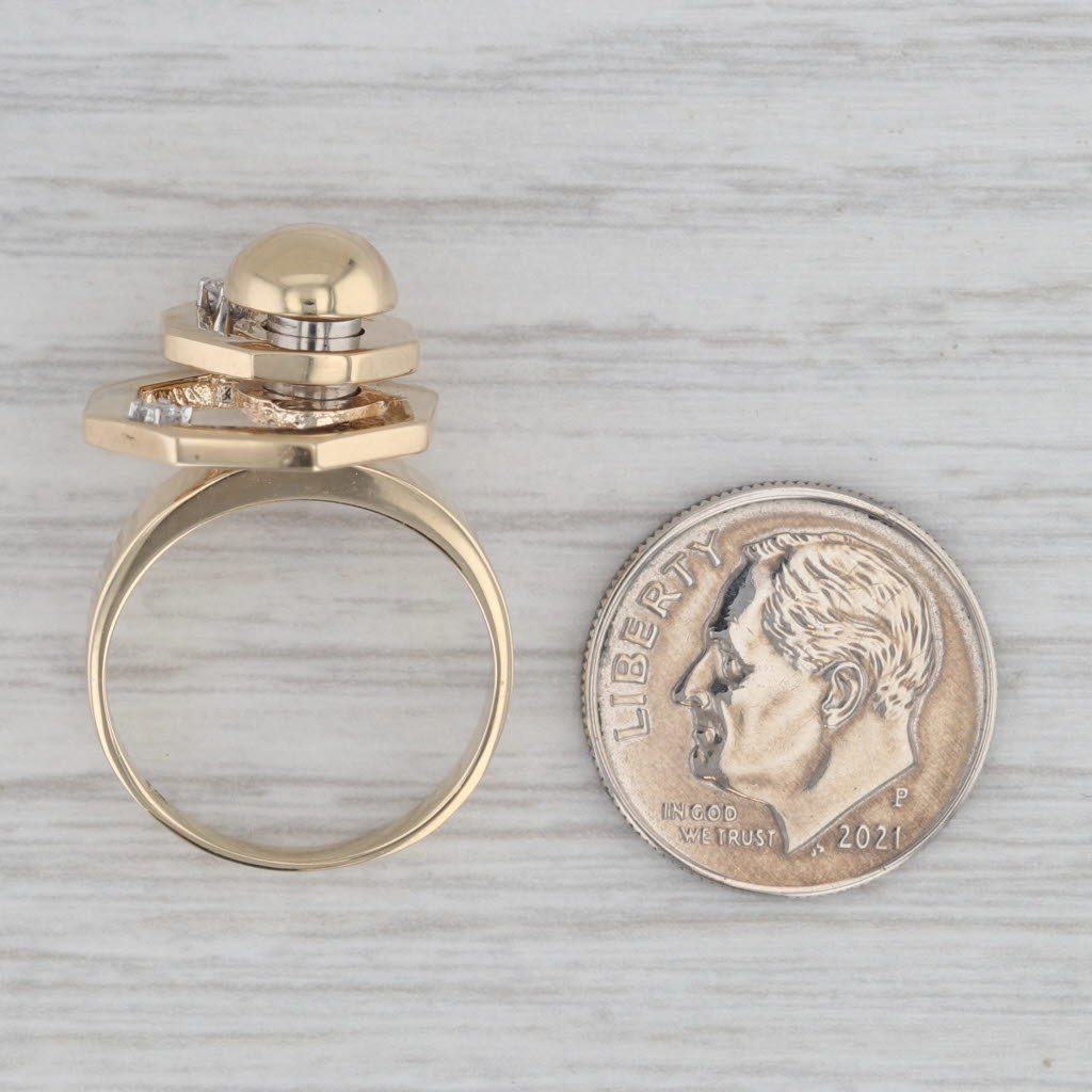 Gray Diamond Spinner Ring 14K Yellow Gold Moves Size 5.75
