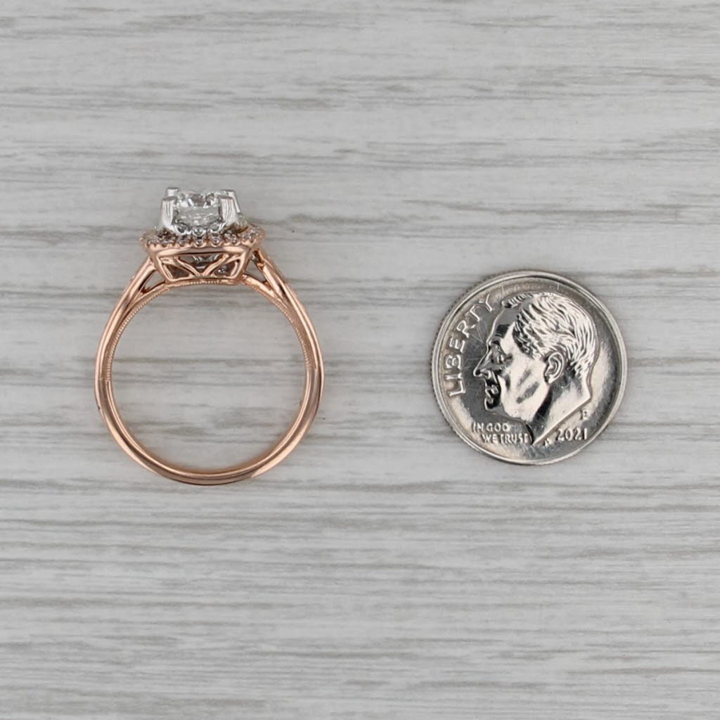 1.24ctw IGI Lab Grown Diamond Halo Engagement Ring 14k Rose Gold Size 7 Bypass