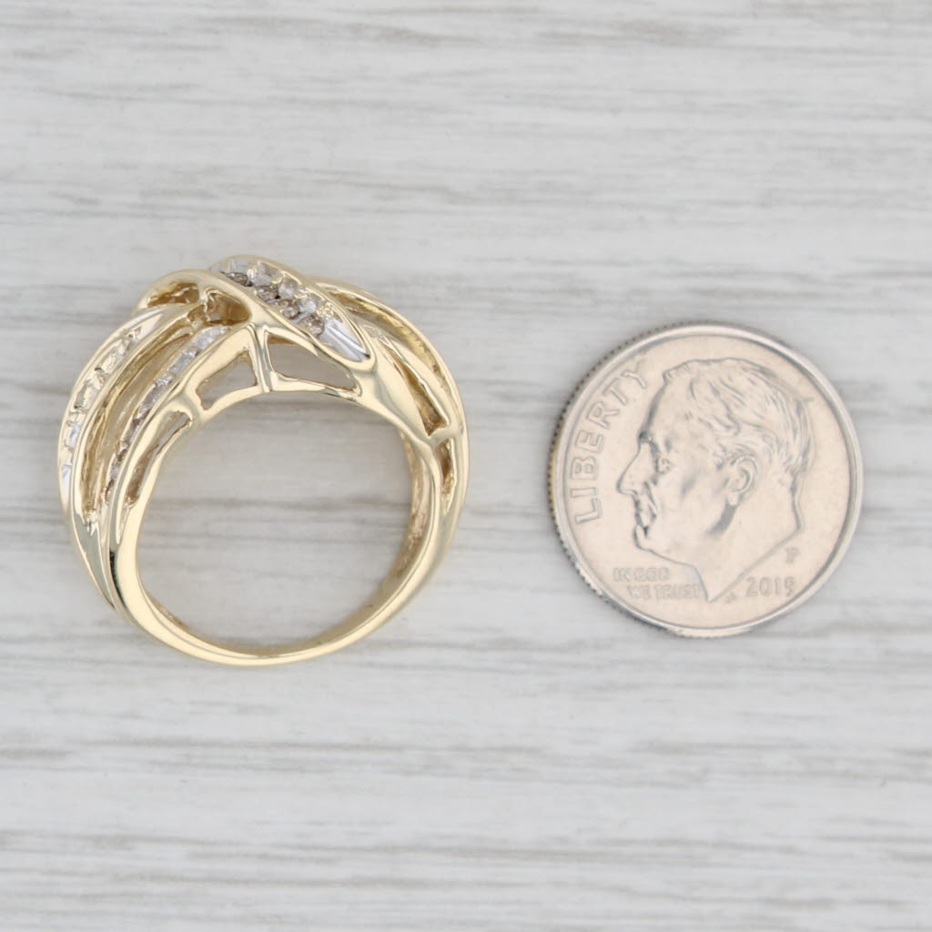 Light Gray 0.39ctw Diamond Knot Ring 10k Yellow Gold Size 5.75 Cocktail