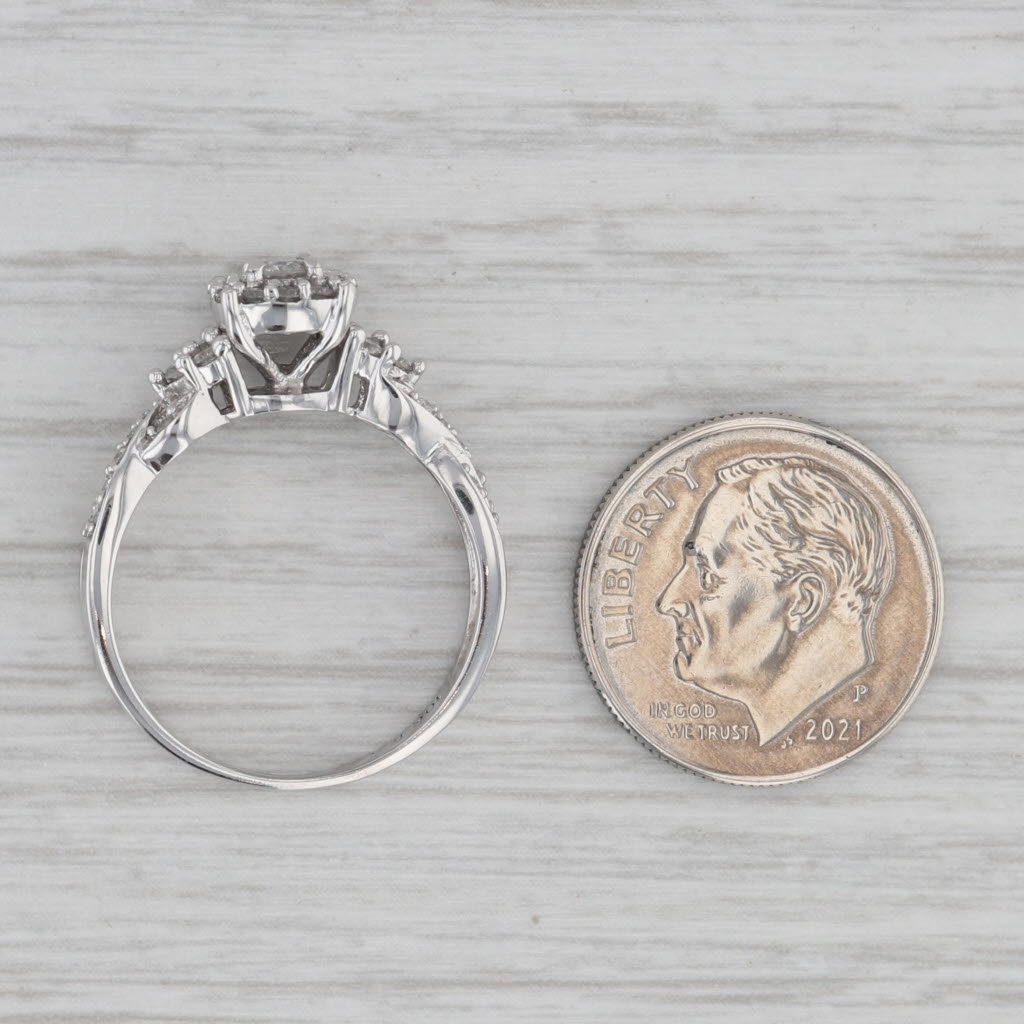 Gray 0.40ctw Diamond Halo Engagement Ring 10k White Gold Size 7