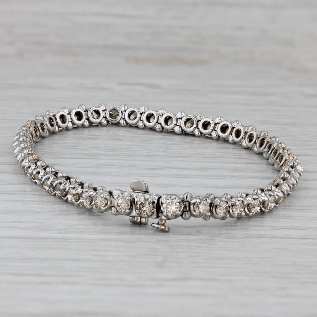 Gray 4ctw Champagne Diamond Tennis Bracelet 14k White Gold 7.25" 5mm