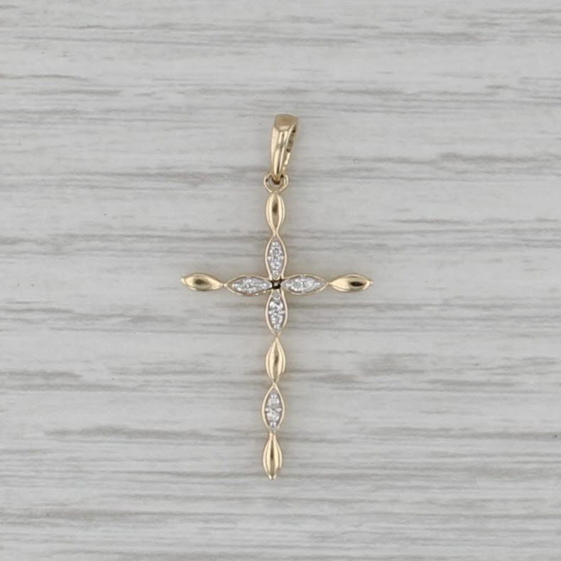 Diamond Accented Cross Pendant 10k Yellow Gold