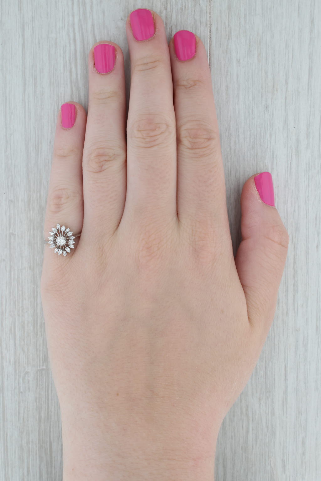 Gray 0.36ctw Round Diamond Halo Engagement Ring 14k White Gold Size 6