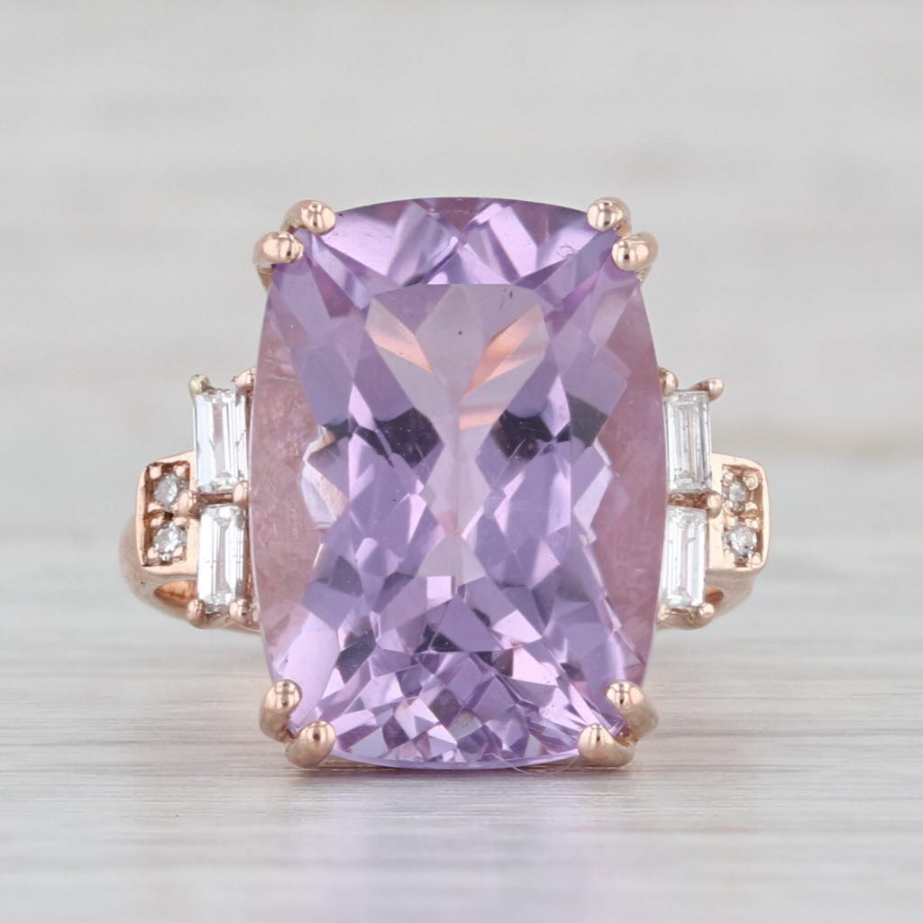 Effy 6.81ctw Light Amethyst Diamond Ring 14k Rose Gold Size 2.75