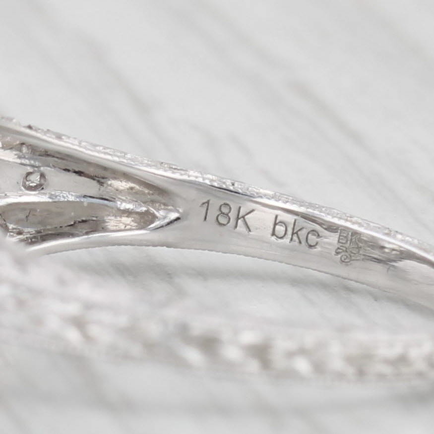 Light Gray New Beverley K Round Semi Mount Diamond Ring 18k White Gold Size 6.5 Filigree