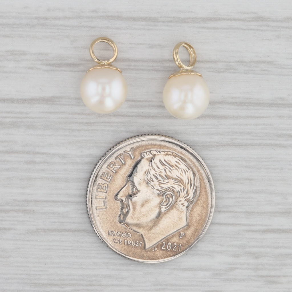 Gray Cultured Pearl Earring Enhancer Charms 14k Yellow Gold