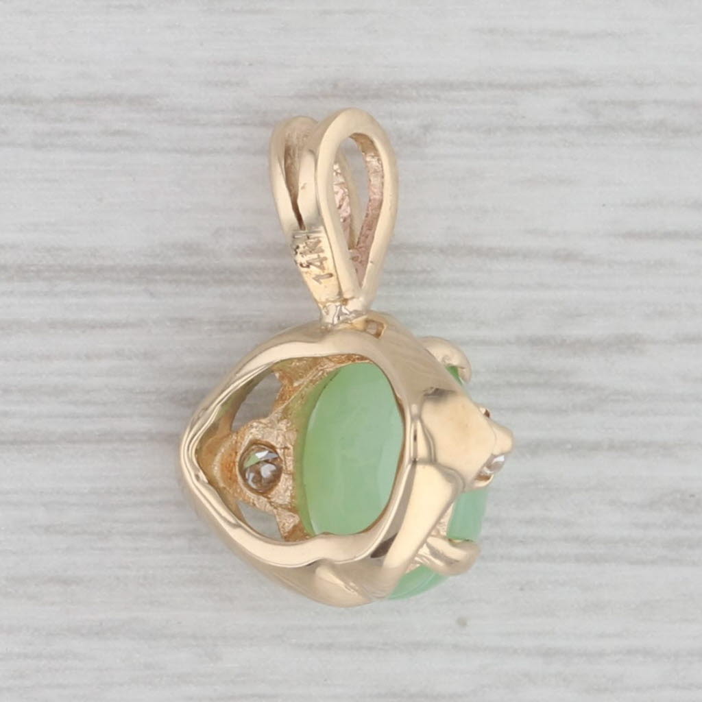 Gray Linde Green Lab Created Star Sapphire Pendant 14k Yellow Gold Diamond Small Drop