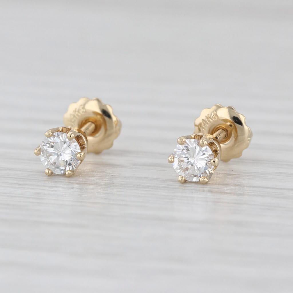 0.48ctw Diamond Solitaire Stud Earrings 14k Yellow Gold Round Brilliant Studs