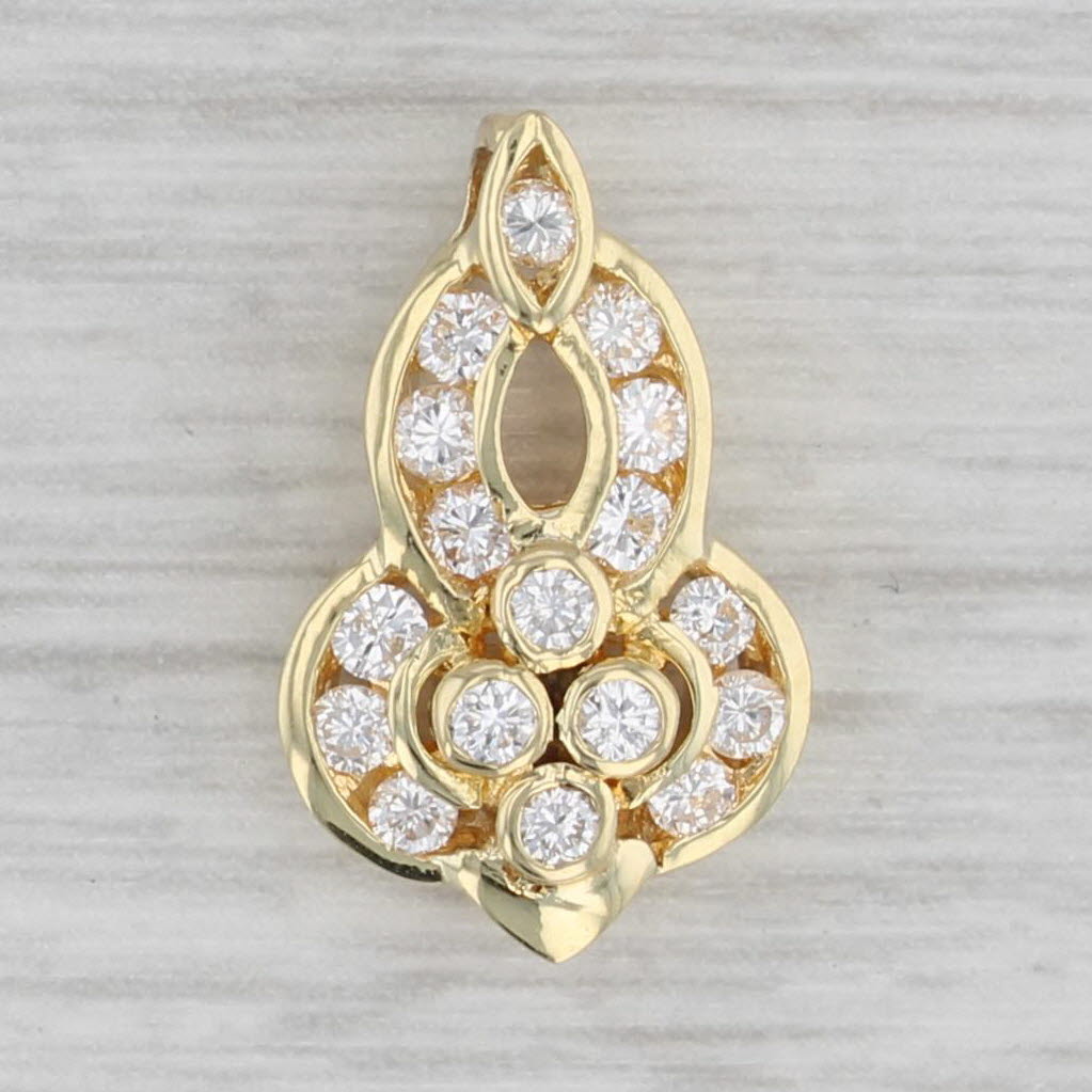 Gray 0.33ctw Diamond Pendant 18k Yellow Gold Small Drop