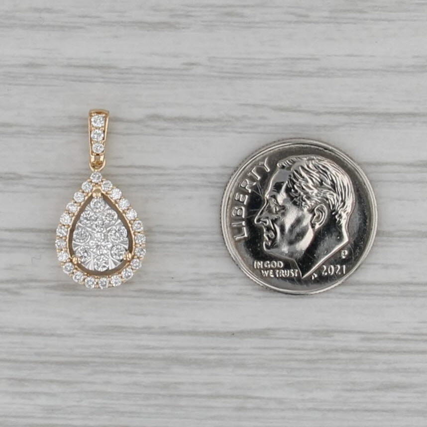 0.47ctw Diamond Cluster Teardrop Pendant 14k Yellow Gold