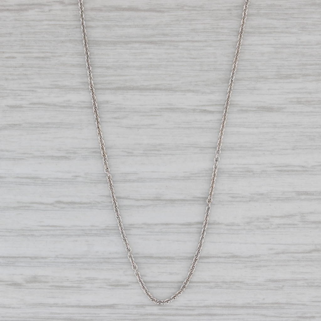 Gray Cable Chain Necklace 10k White Gold 20" 1mm