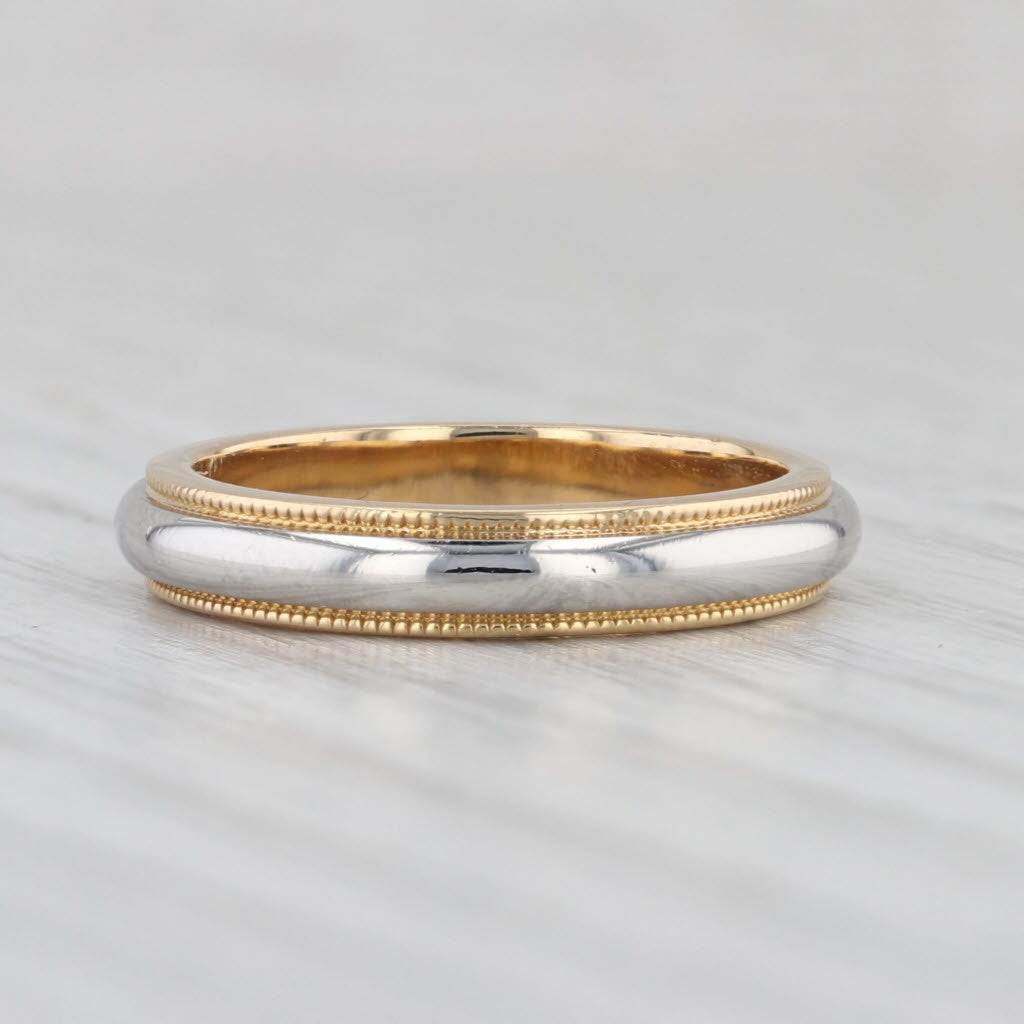 Tiffany & Co Wedding Band 18k Gold Platinum Ring 2-toned Stackable Size 5 w/ Box