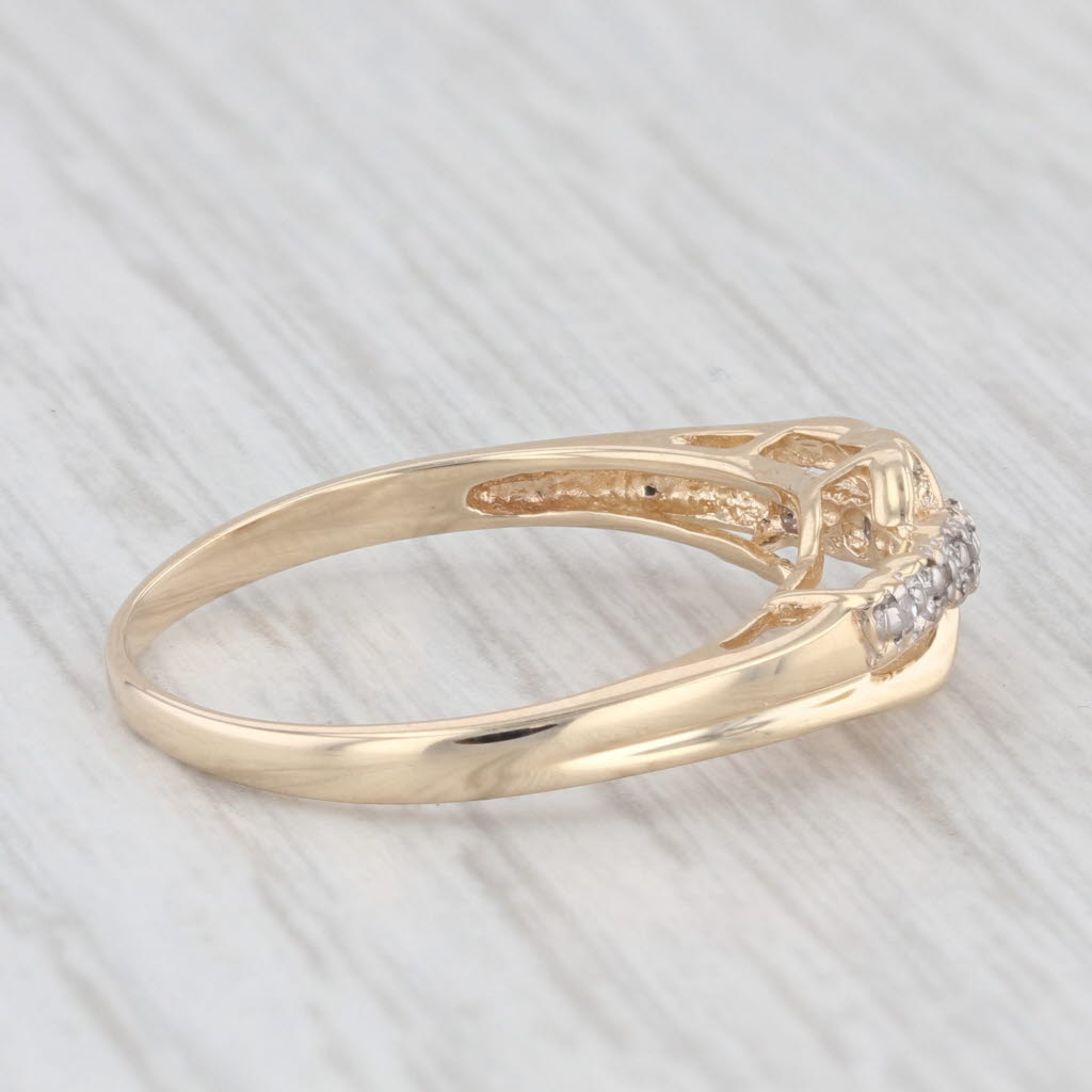Light Gray Diamond Accented Overlay Ring 10k Yellow Gold Size 7.25 Band Wedding Stackable