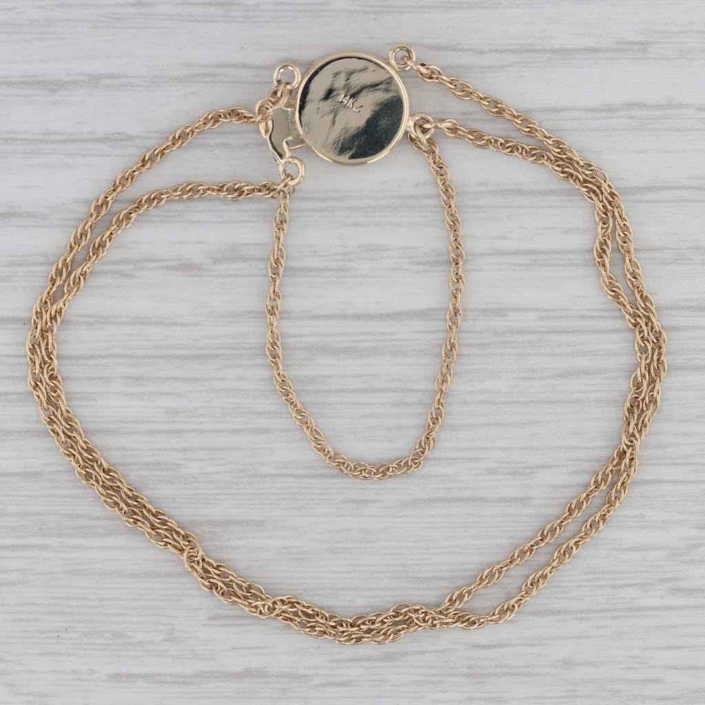 Gray Double Rope Chain Starter Slide Charm Bracelet 14k Yellow Gold 7"