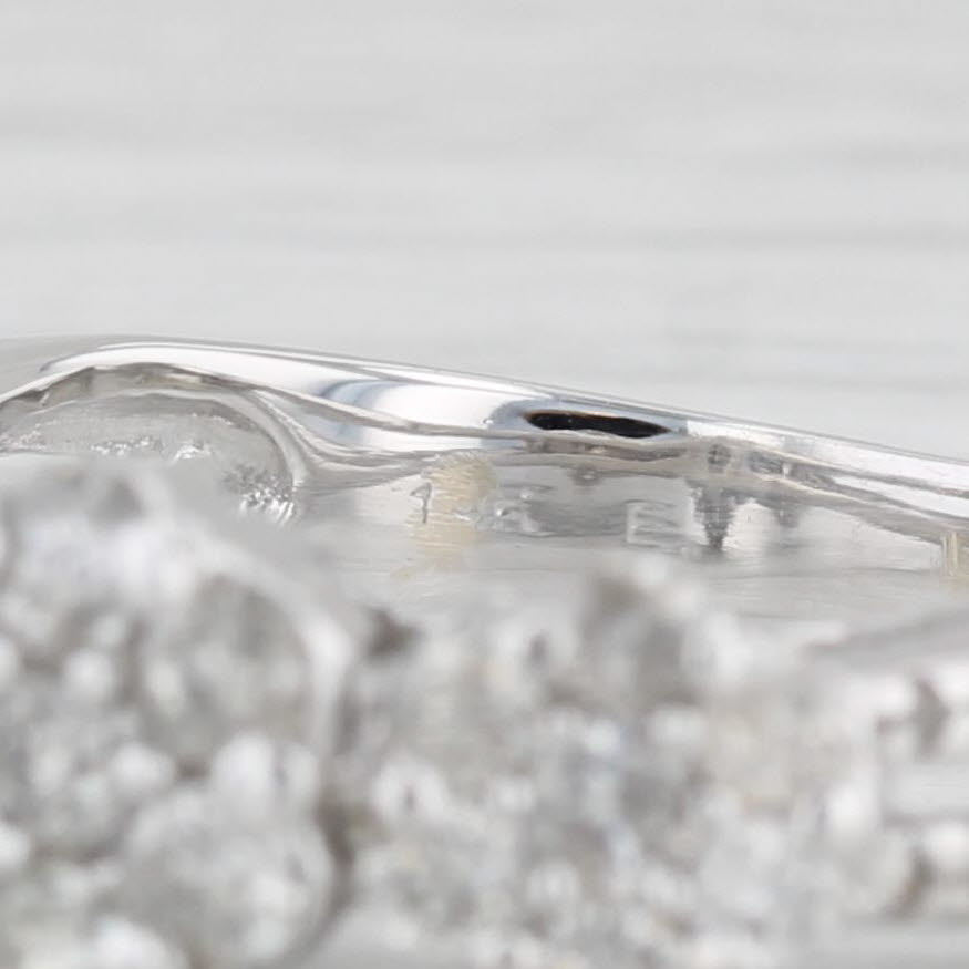 Light Gray 0.90ctw Diamond Clusters Ring 14k White Gold Size 4.25 Engagement
