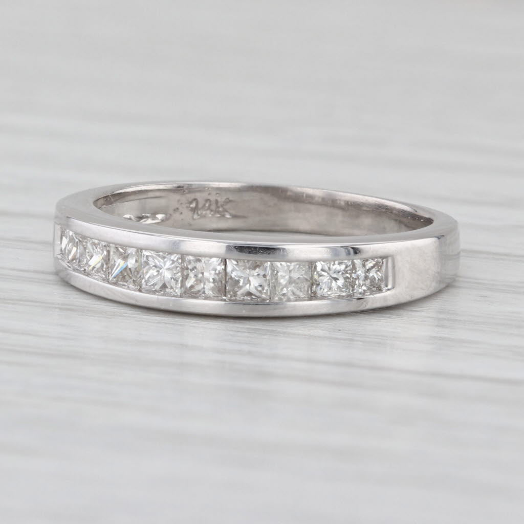 0.53ctw Diamond Princess Channel Set Wedding Band 14k White Gold Size 6 Ring