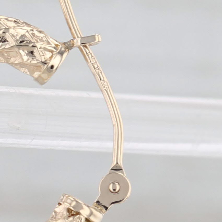 Crosshatch Oval Hoop Earrings 14k Yellow Gold Snap Top Hoops