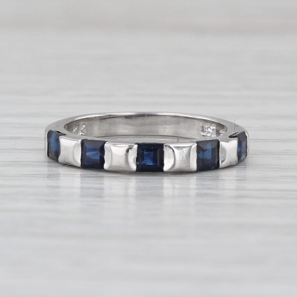 0.75ctw Blue Sapphire Ring 14k White Gold Size 4.75 Stackable Wedding Band