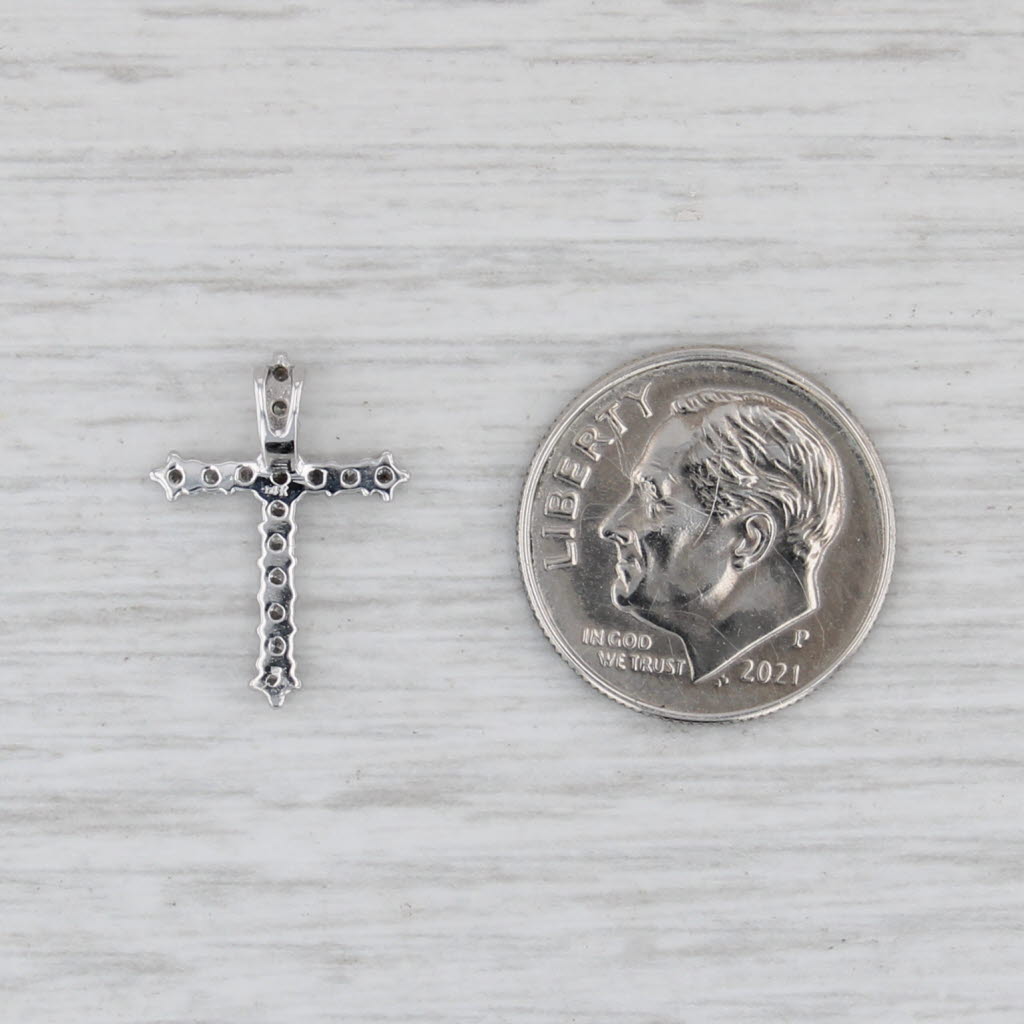 0.22ctw Diamond Cross 14k White Gold Small Drop