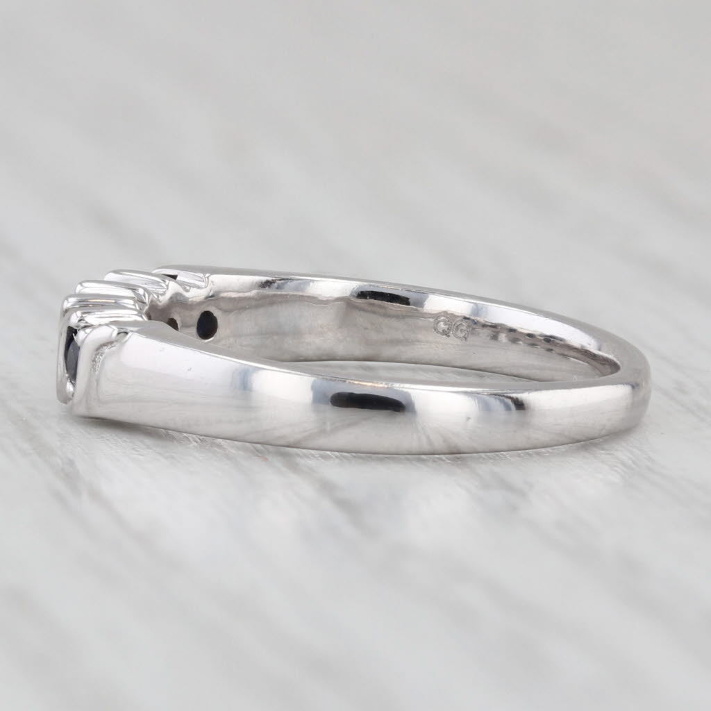 0.27ctw Blue Sapphire Diamond Ring 14k White Gold Stackable Wedding Band Size 6