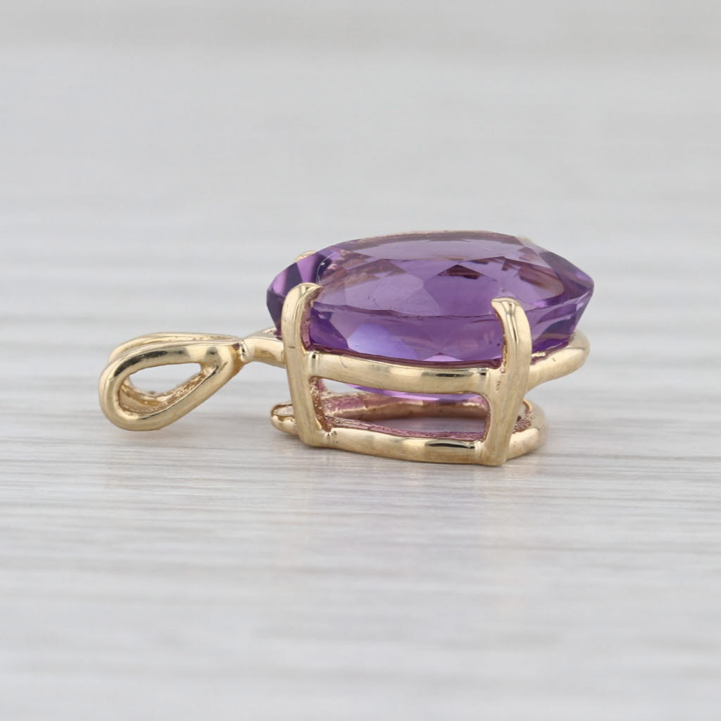 6ctw Pear Amethyst Teardrop Solitaire Pendant 14k Yellow Gold