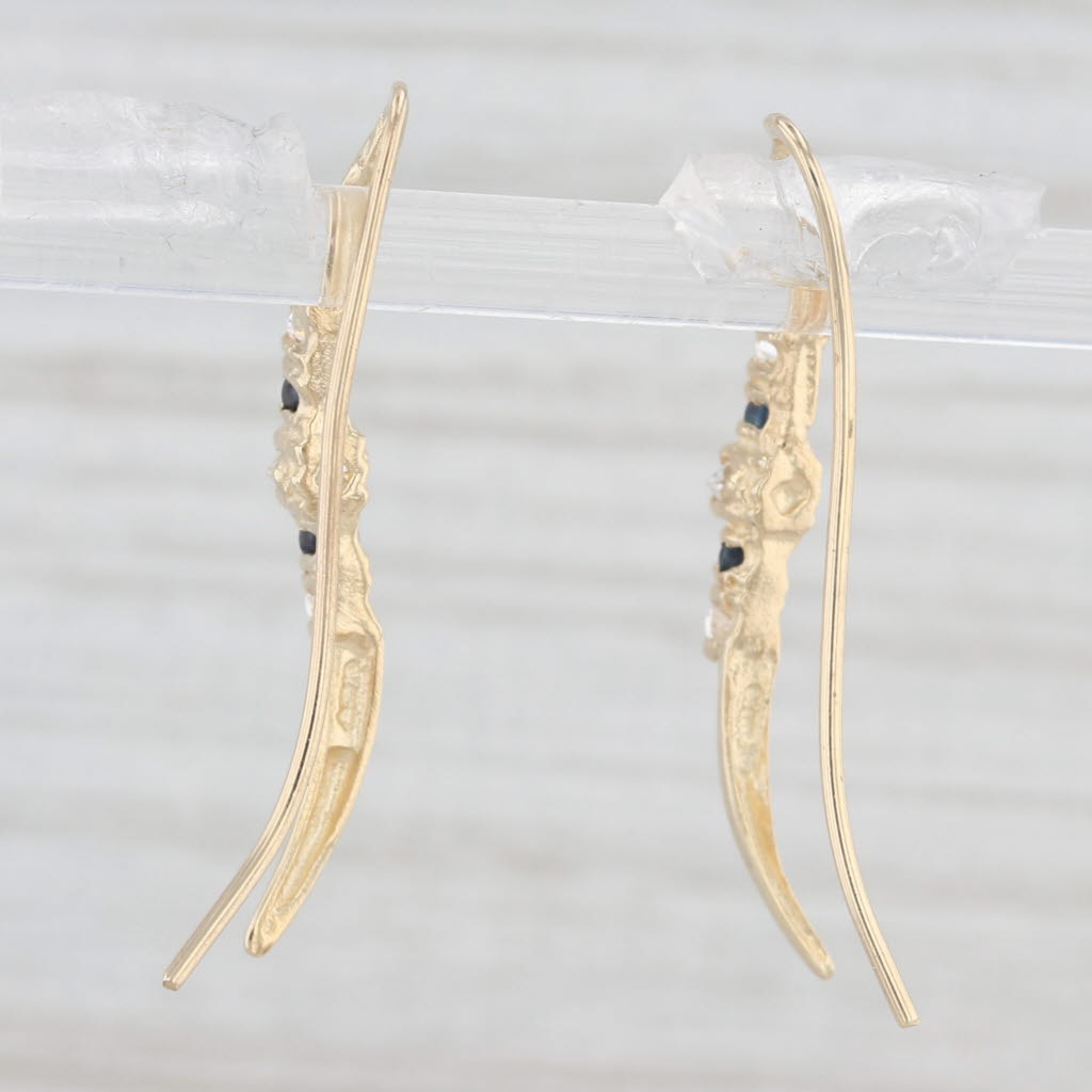 Light Gray 0.52ctw Blue Sapphire Cubic Zirconia Drop Earrings 14k Yellow Gold Hook Posts
