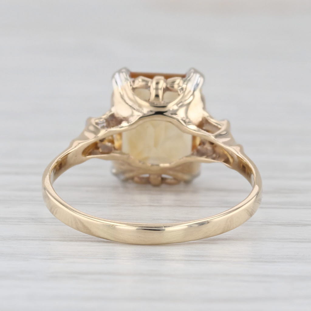 2.68ctw Emerald Cut Citrine Diamond Ring 14k Yellow Gold Size 8