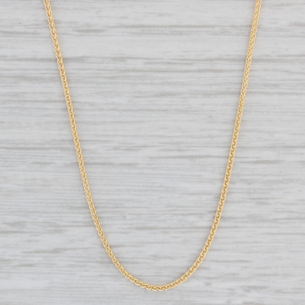 Light Gray New Round Wheat Chain 14k Yellow Gold 18" 1mm Lobster Clasp