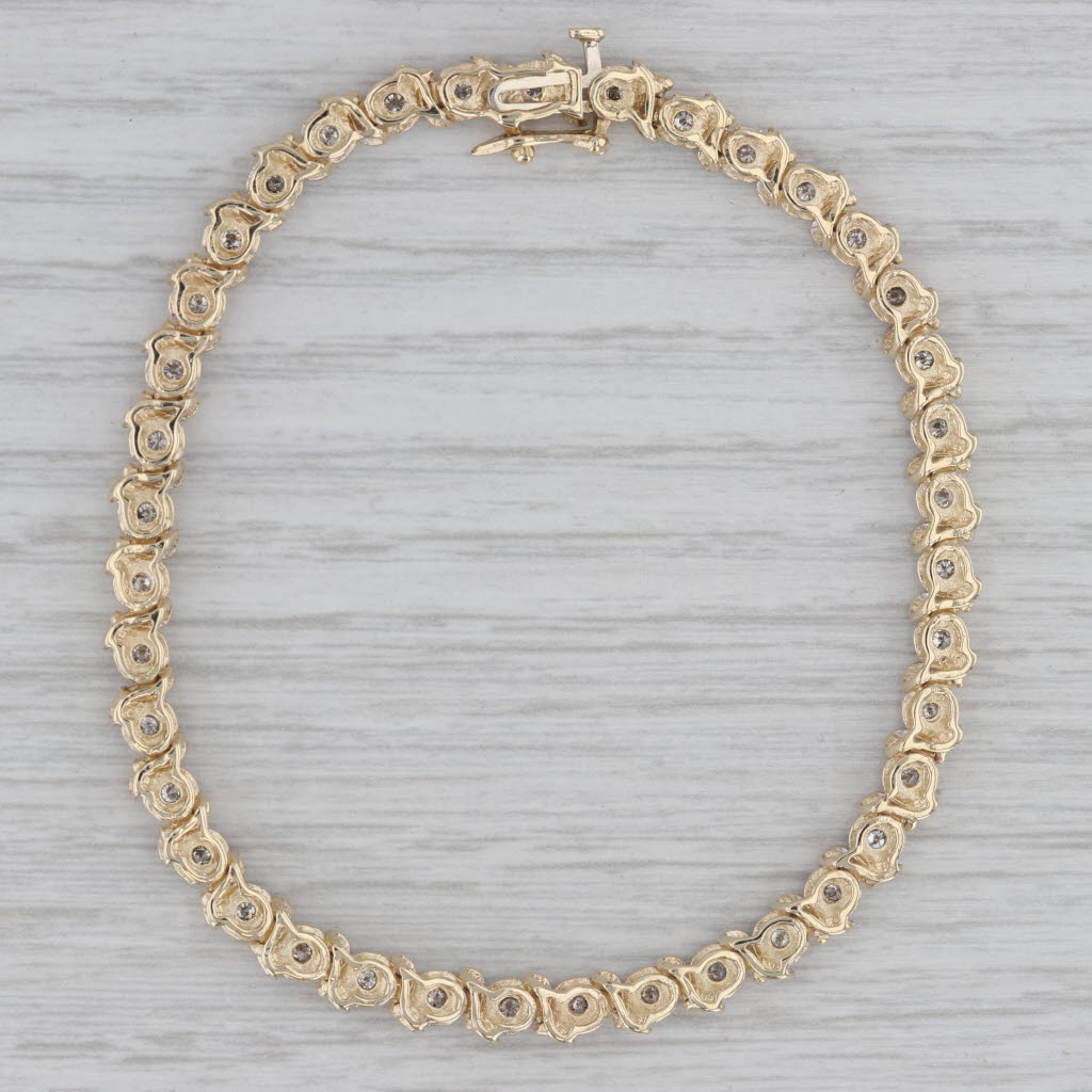 Gray 0.80ctw Diamond Tennis Bracelet 14k Yellow Gold 7.25" 5mm