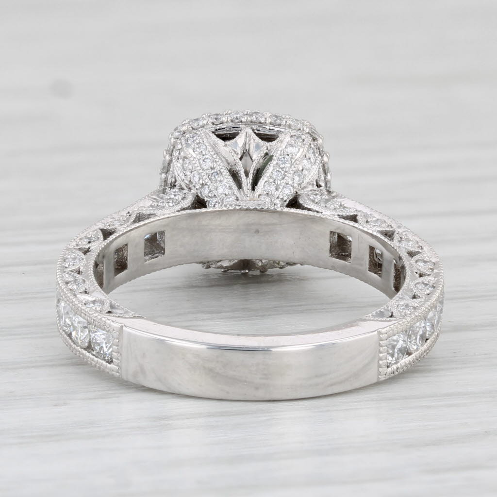 Light Gray New Tacori Semi Mount Diamond Halo Engagement Ring Platinum Sz 6.25 Certificate