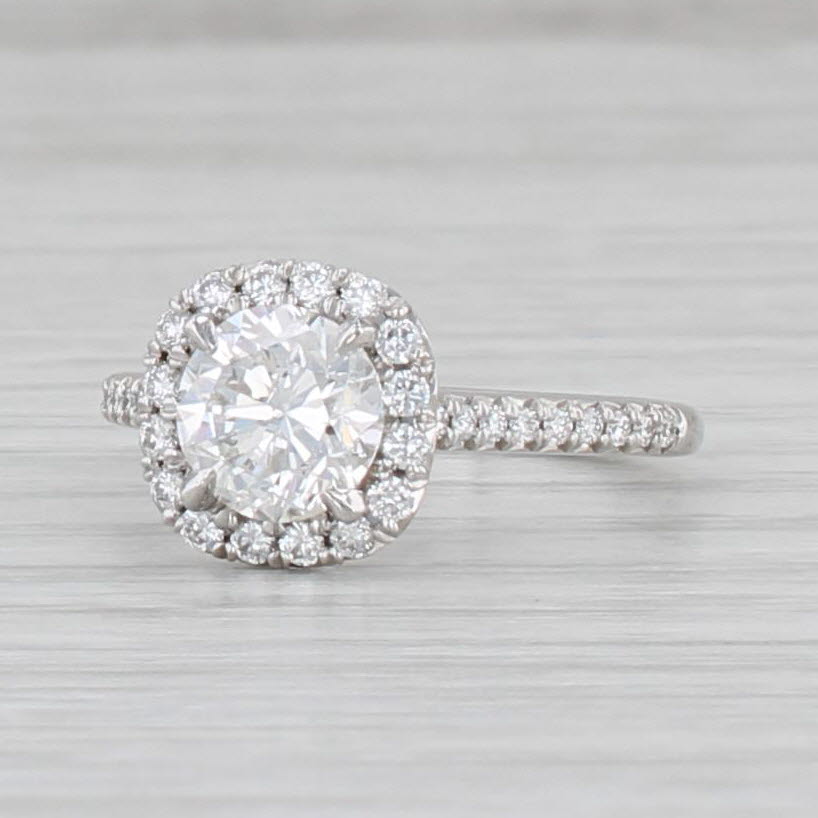 Light Gray 1.32ctw Diamond Round Halo Engagement Ring 950 Platinum Sz 5 Cathedral Band GIA
