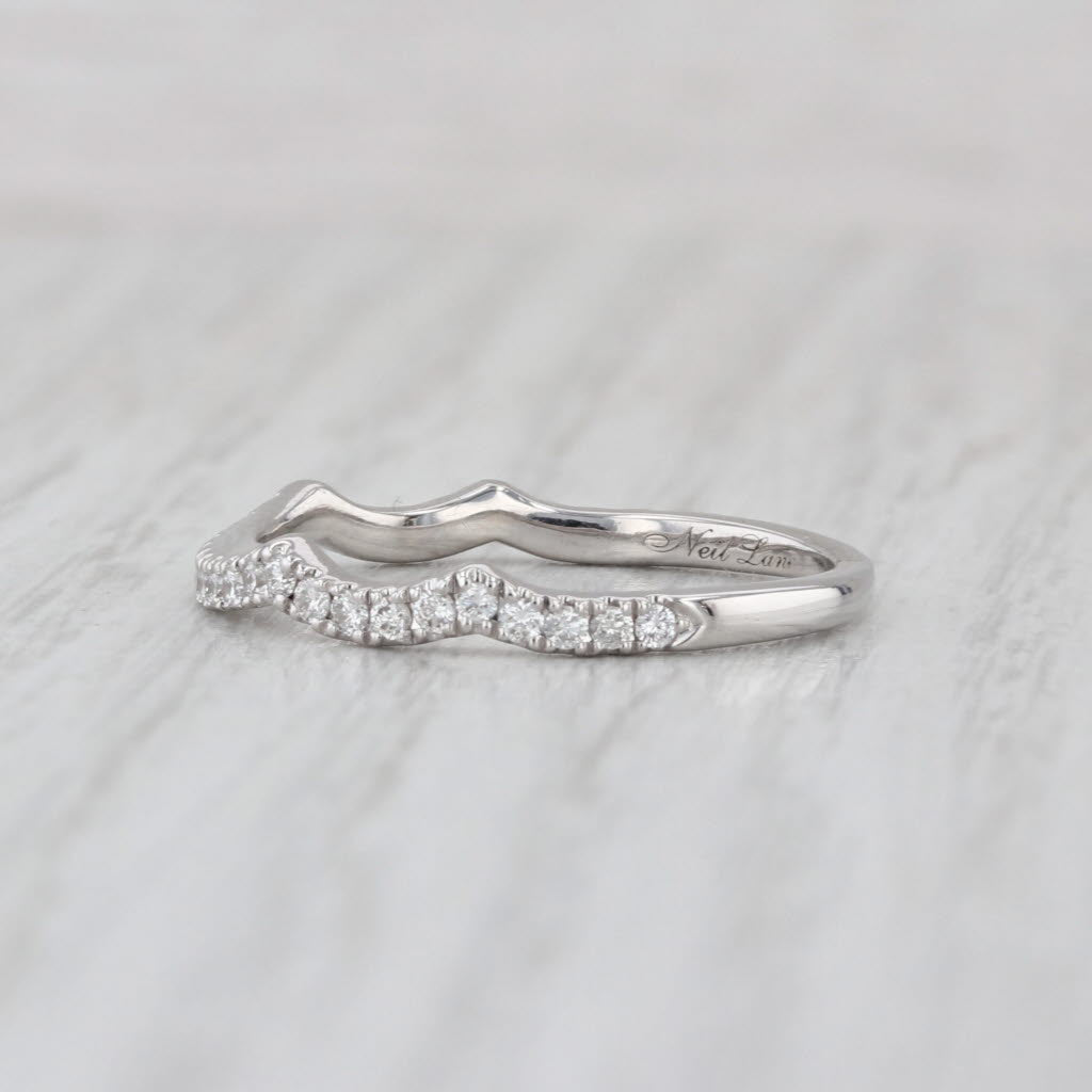 Neil Lane Contoured Diamond Ring 14k White Gold Wedding Band Size 7.75