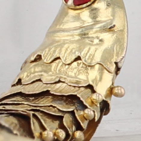Articulating Fish Pendant 14k Yellow Gold Charm Red Glass Eye