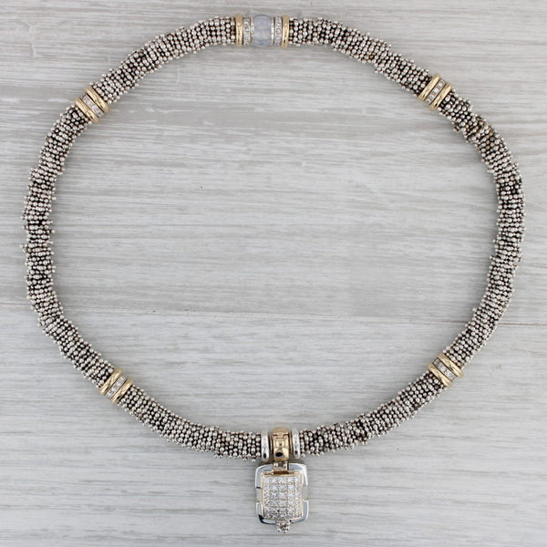Michael Dawkins 1.60ctw Diamond Pendant Bead Necklace Sterling Silver 14k Gold